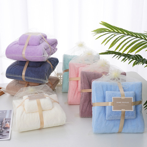 Wholesale Towel Bath Towel Mother and Child Set Thickened Absorbent Coral Fleece Set Handicraft Gift Facial Cleaning Towel 