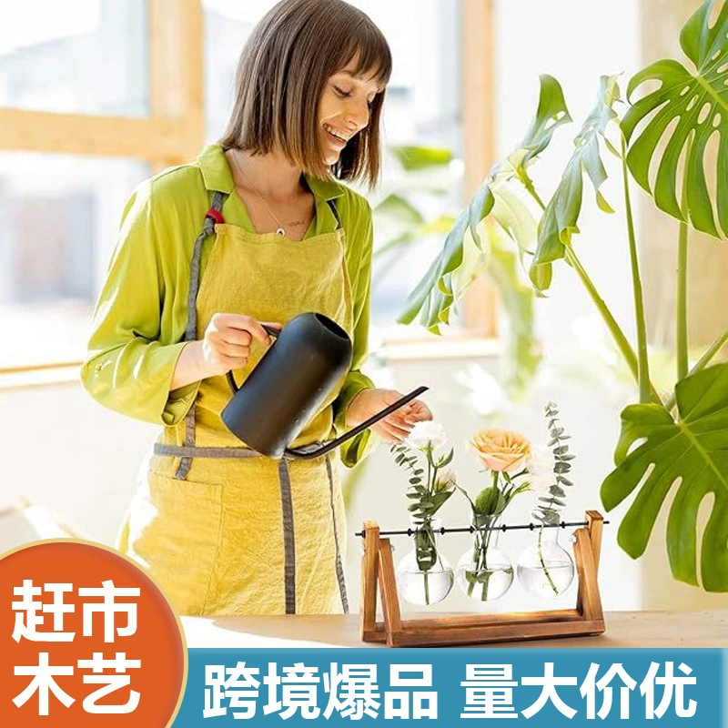 Трансграничная специальная деревянная рама гидропонная стеклянная ваза в европейском и американском стиле