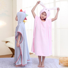 儿童浴巾带帽斗篷宝宝春秋夏季洗澡可穿裹浴袍游泳比纯棉吸水超柔