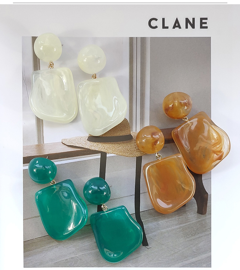 1 Par Geométrico Retro Resina Pendientes De Gota display picture 3