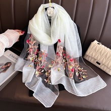 跨境新款仿真丝羊毛绣花丝巾女长款百搭时尚披肩韩版商务休闲围巾