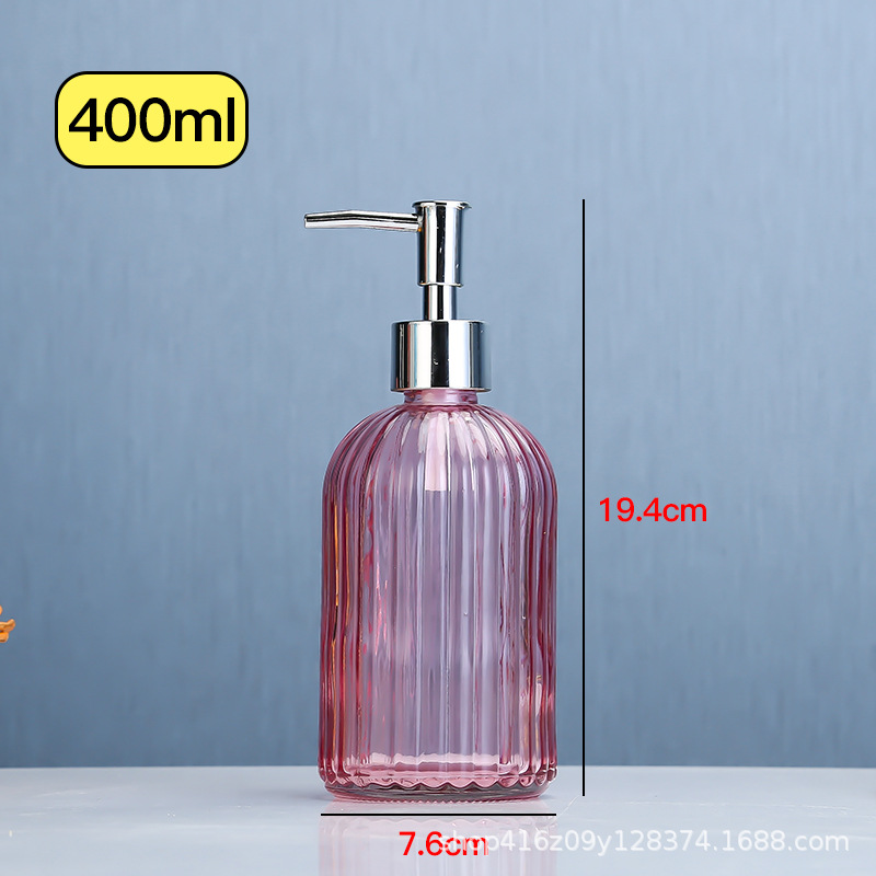 Color 400ml jabón líquido botella de prensa botella de desinfectante de manos de rayas verticales botella de loción botella de gel de ducha de vidrio de estilo europeo botella de Gel de Ducha