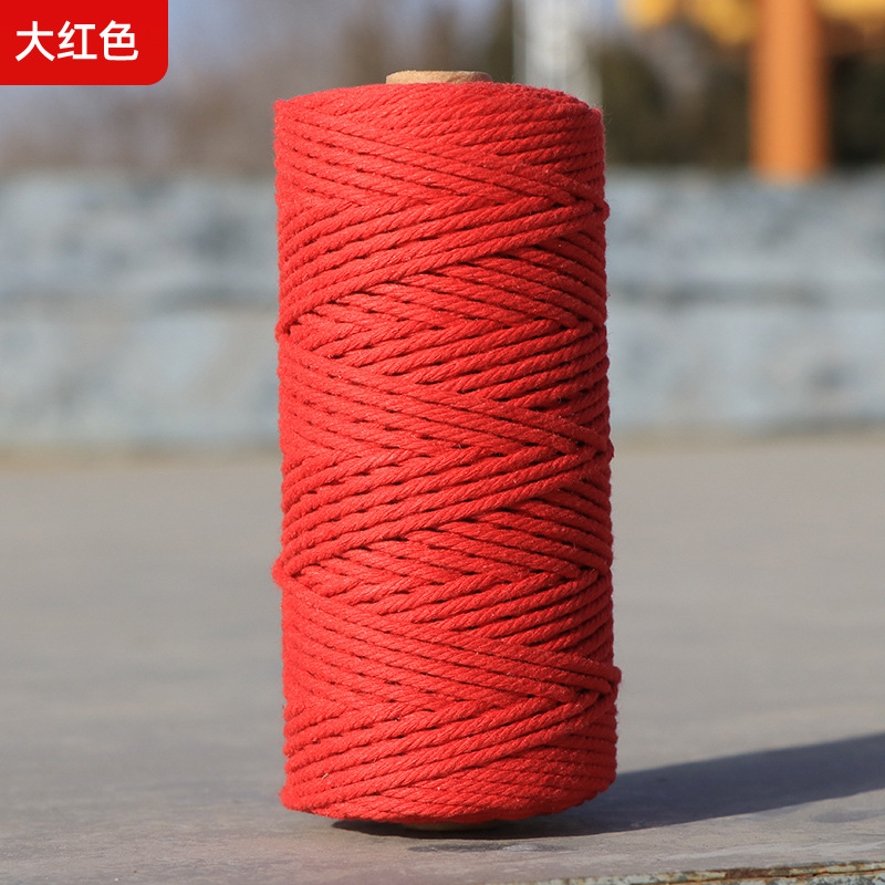 Cuerdas de algodón de color transfronterizas tejidas de algodón 2mm3mm4mm cuerdas de algodón hechas a mano cuerdas decorativas DIY cuerdas de algodón de color colgantes
