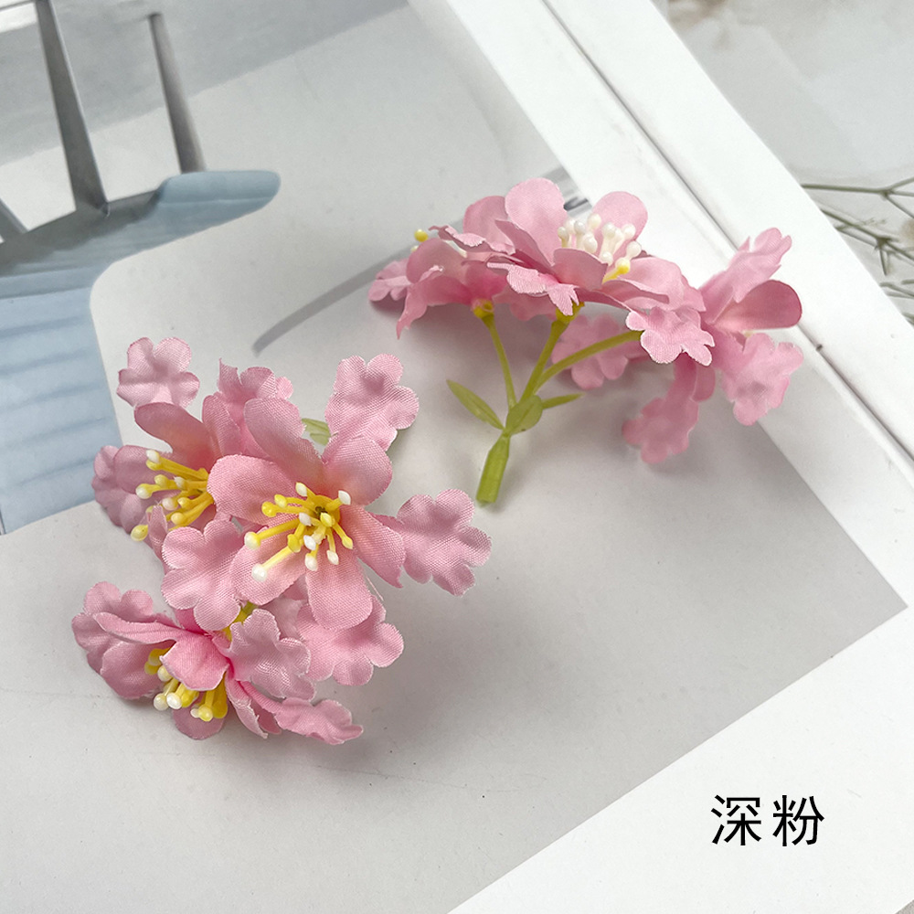 Simulación de 3 horquillas racimos de flores de hierba pequeña diy material de horquilla fabricación de flores falsas estilo ins decoración de ramillete Hanfu