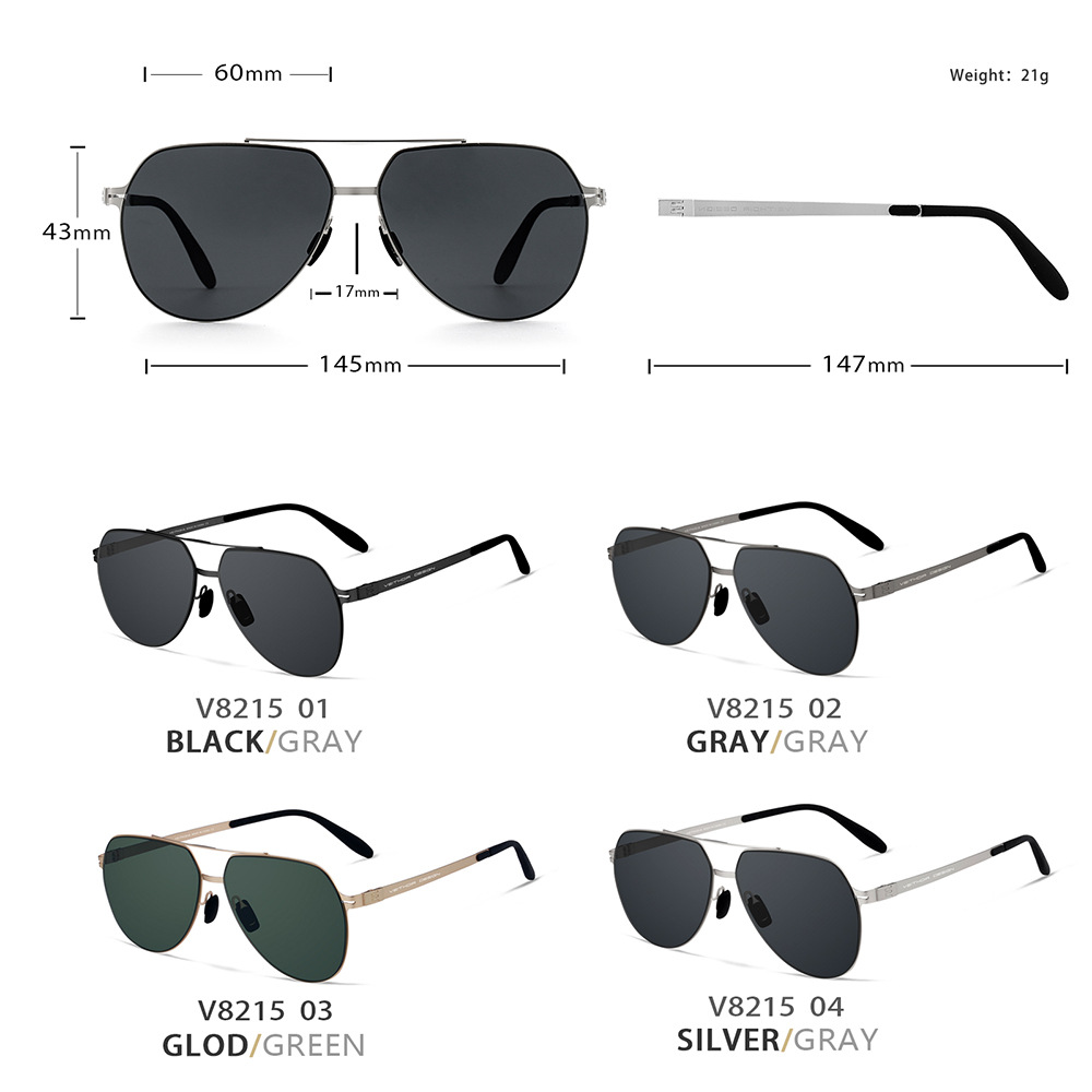 Espejo de sapo para hombre Gafas de sol polarizadas de nailon HD de acero inoxidable Protección UV Douyin Cross-border Live 8215