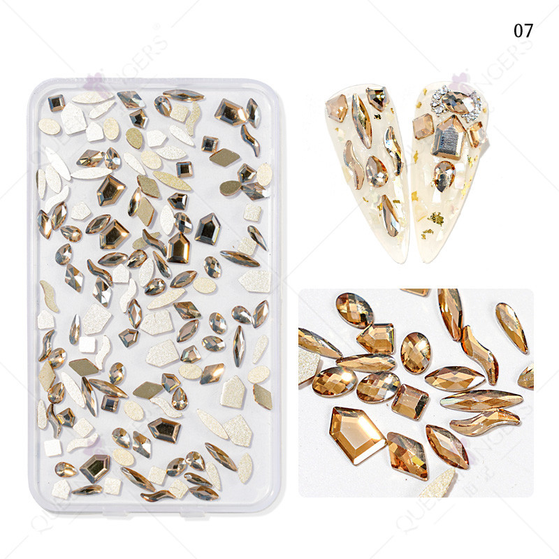 Accesorios de uñas de forma especial de diamante mezclado AB color mágico taladro de uñas plana diamante en forma especial DIY resina de uñas pegatinas de diamantes de imitación