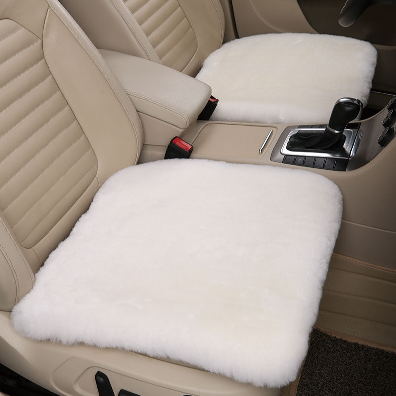 (2개) 겨울 순수 양모 전단 짧은 봉제 3 피스 싱글 피스 리얼 모피 원피스 따뜻한 울 쿠션 카시트 쿠션