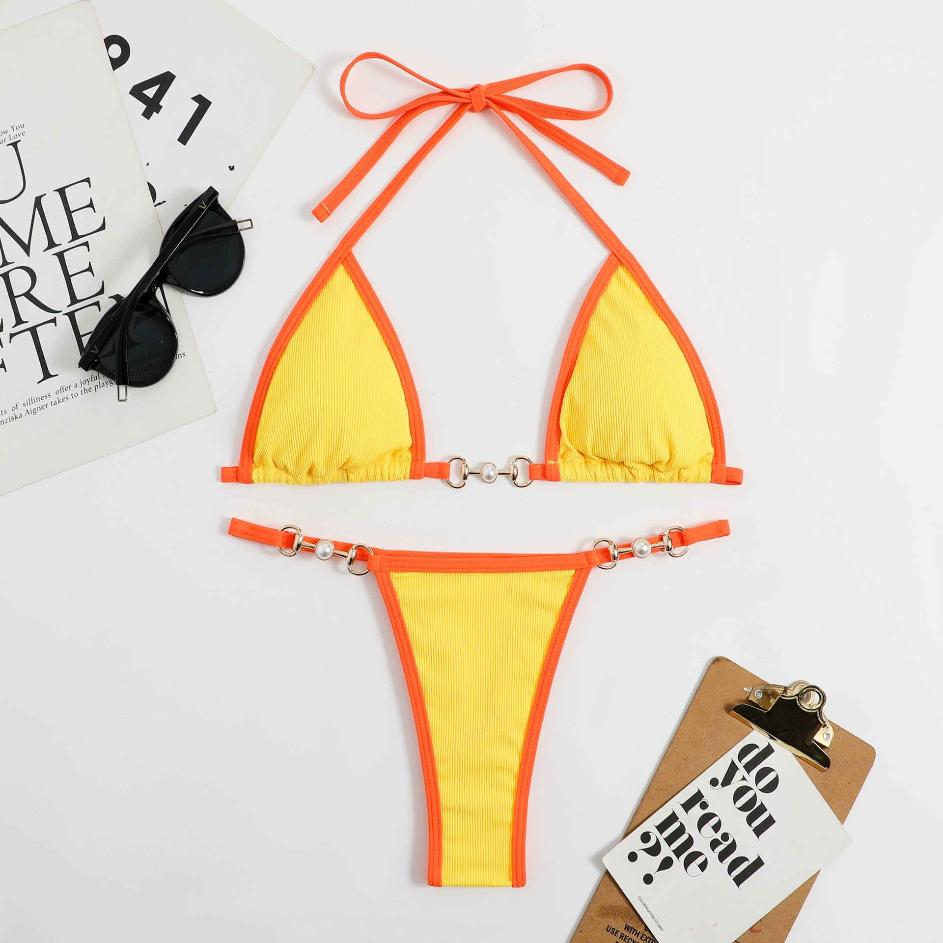 (Cross-border trading), split cloth, swimwear, multicoloured golden accessory