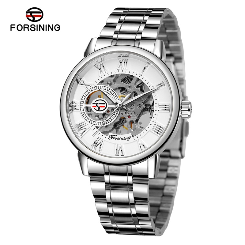 Forsining rico Sydney cinturón de acero hueco reloj mecánico manual de negocios reloj mecánico reloj creativo de los hombres 099