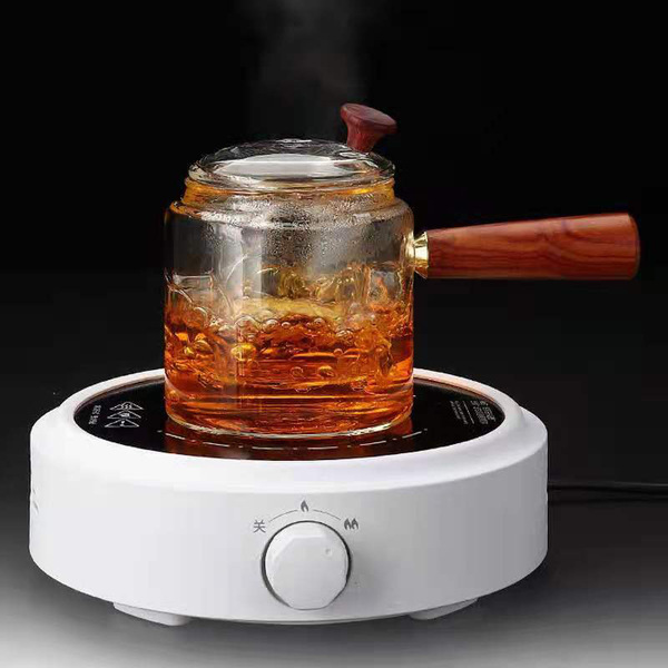 Side handle high borosilicate glass steaming dual-purpose teapot…