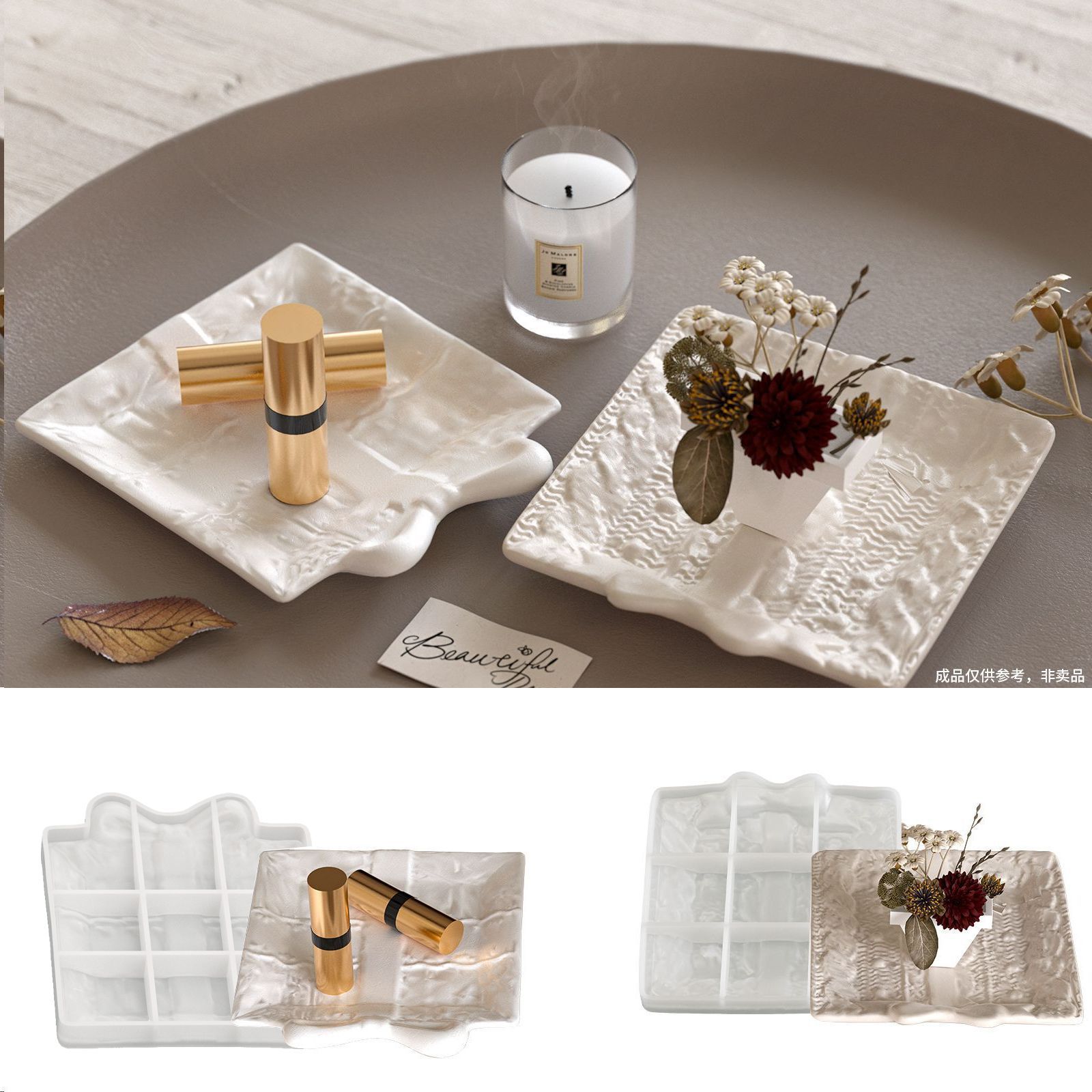 虞美人 Square silicone mold with bow, aromatherapy, DIY