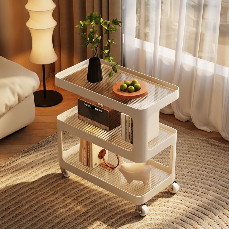 Sofa side table, cabinet, movable coffee table, living room trolley, bedside storage shelf, side storage, small snack table