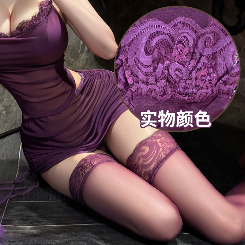 曼煙の趣味のストッキングのセクシーな柔らかい糸のレースの透視巻きの草のレースの縁の靴下の頭は長い筒のストッキングの7004を補強します。