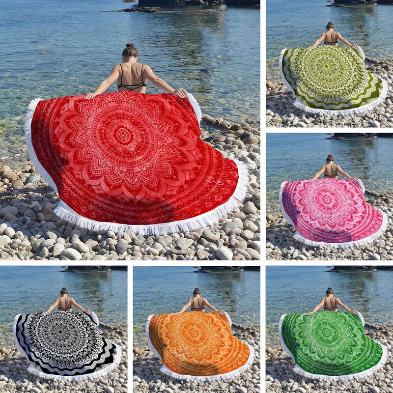 Foreign Trade Ultra-Fine Fiber Round Tassel Beach Towel Beach Bath Towel Round Tassel Beach Towel Foreign Trade Ultra-Fine Fiber Round Tassel Beach Towel Beach Bath Towel Round Tassel Beach Towel