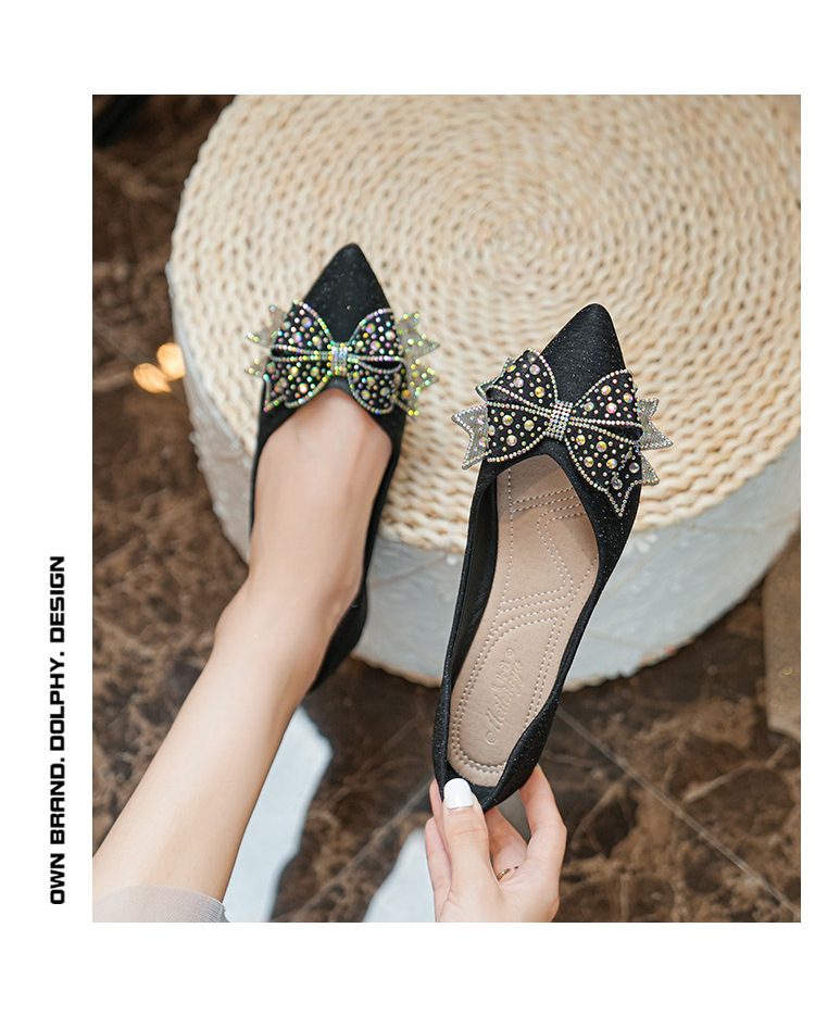 Women's Elegant Solid Color Bow Knot Point Toe Flats display picture 3