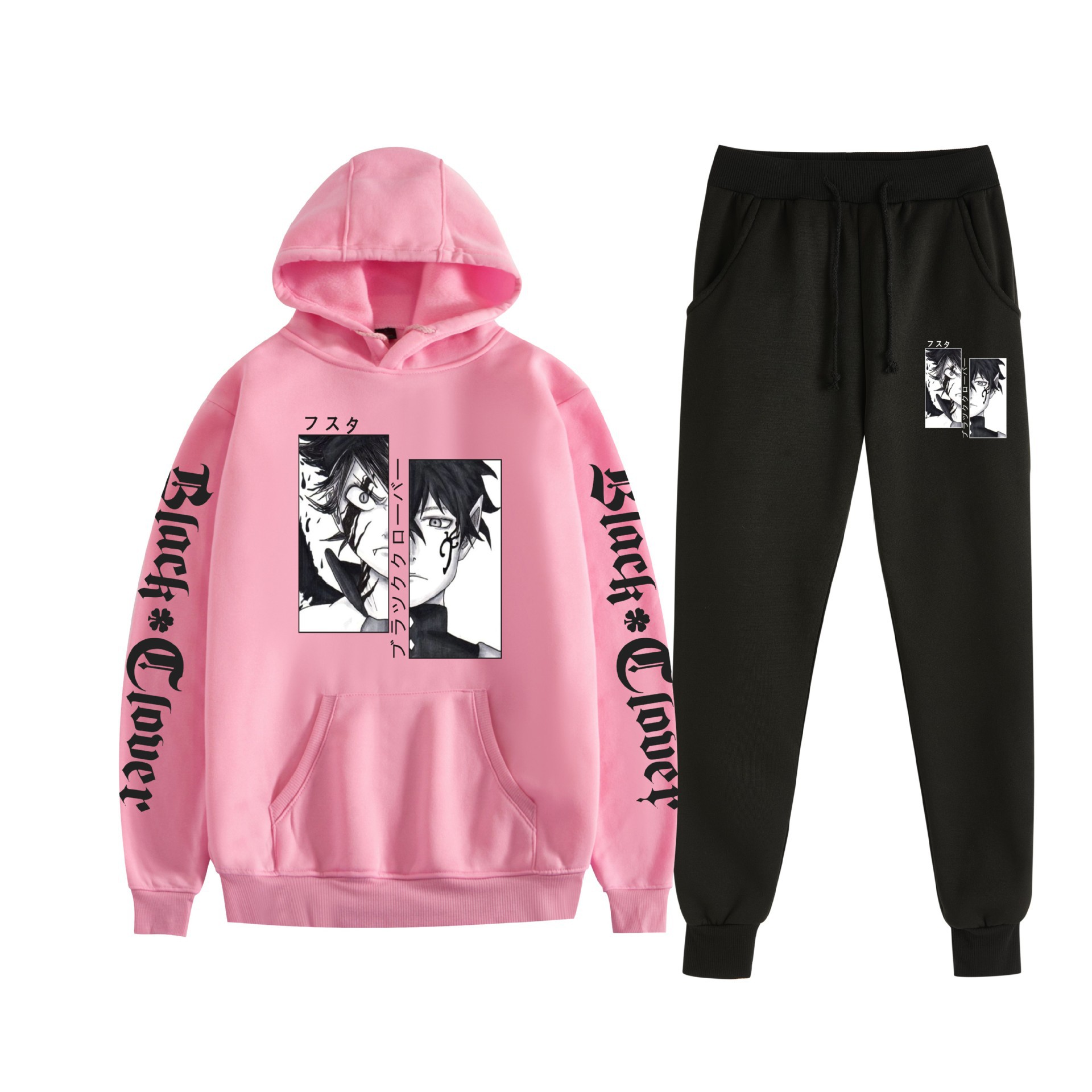 Comercio exterior nuevo estilo riman black trébol de cuatro hojas-Black Clover suéter con capucha corsés traje de dos piezas