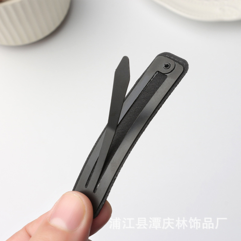 2025新款刘海碎发夹皮革矩形BB夹化妆绒面一字夹发饰侧边简约发卡|undefined