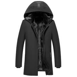 冬季新款男士貂皮真皮水貂派克服整貂黑貂内胆皮草大衣冬皮毛一体