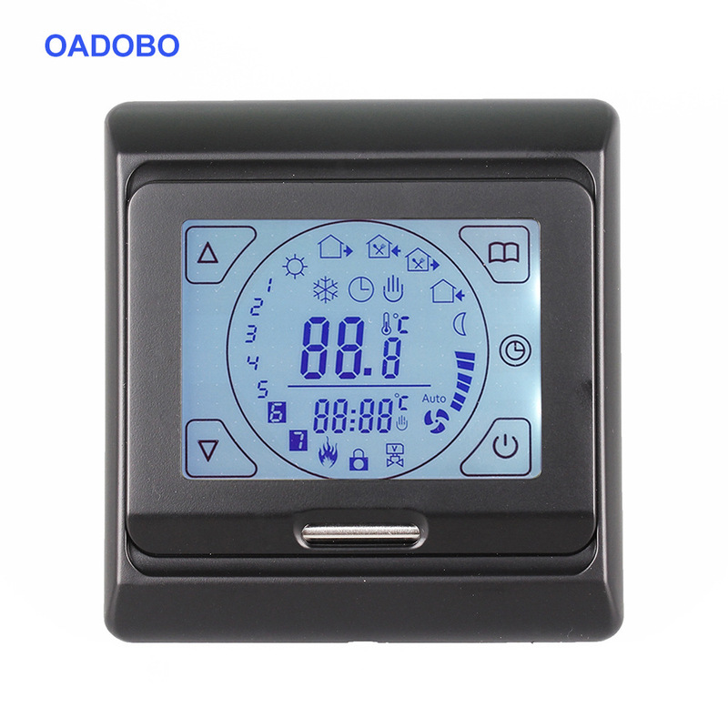 Matte Black Touch Screen Weekly Programming Heating Thermostat for Electric Floor Heating, 16A Dual Temperature Dual Control Thermostat for Electric Heating Matte Black Touch Screen Weekly Programming Heating Thermostat for Electric Floor Heating, 16A Dual Temperature Dual Control Thermostat for Electric Heating