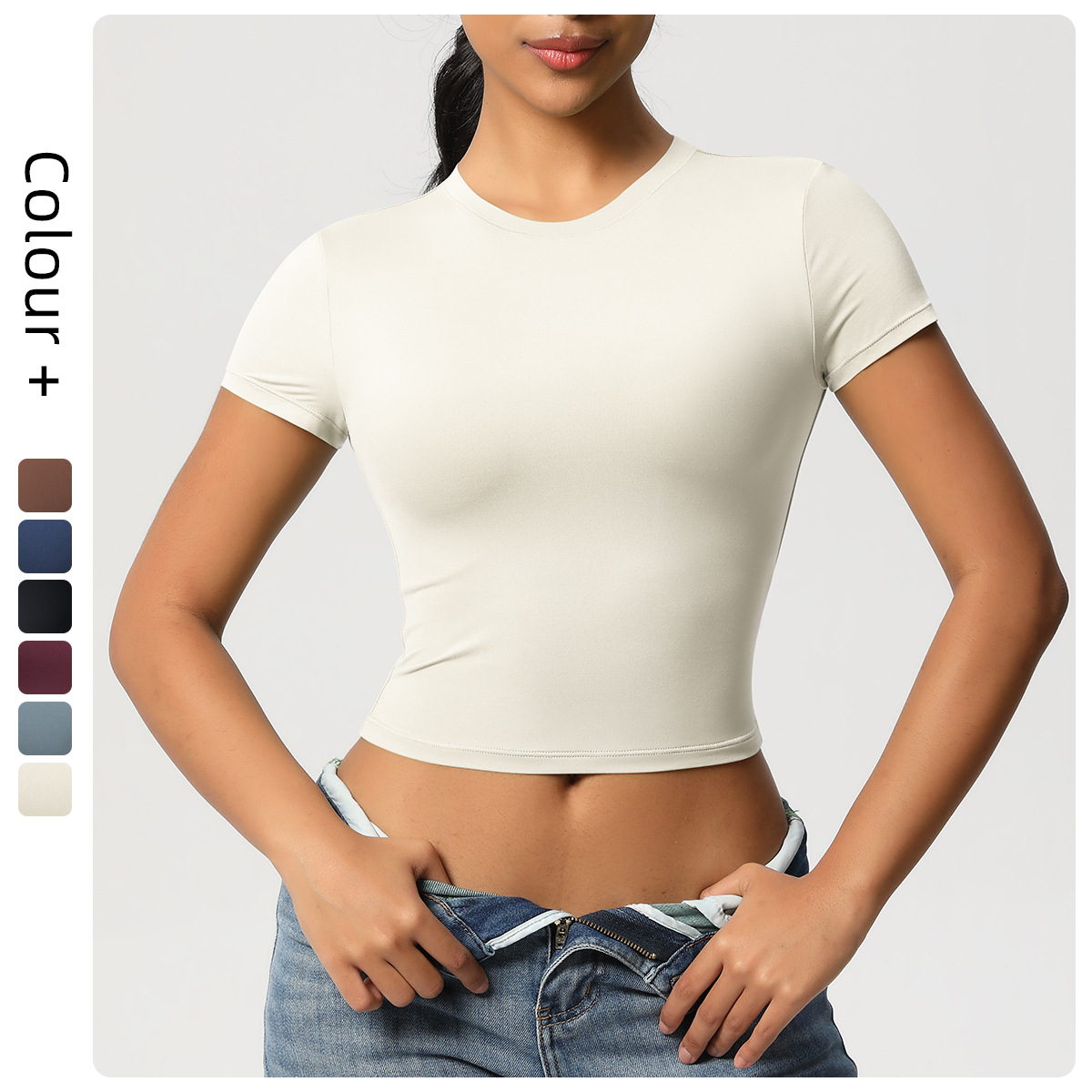 Cross-border Casual All-match Tight Quick-drying Fitness Top Yoga Suit Short Running Pilates Sports T-shirt Short Sleeve