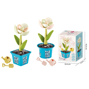 Cross-Border New Electronic Building Blocks, Flowers, Tulips, Plant Potted Ornaments, Large Particle Building Blocks, Assembled Educational Toys