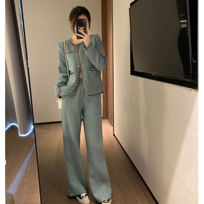21633 senior Light extravagance High fixed Ladies Small fragrant wind Western style Wide leg pants Two suit Autumn Women's wear