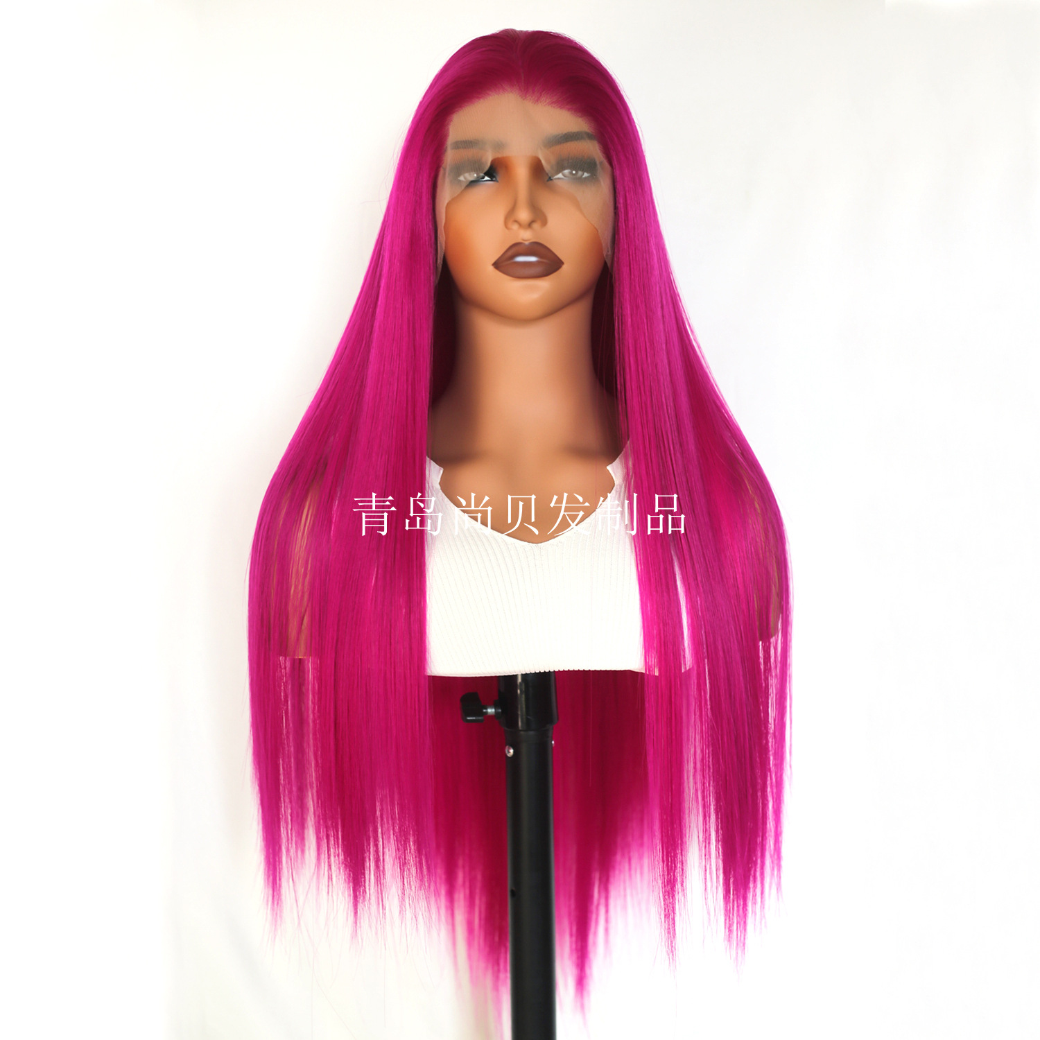 Rose red synthetic lace front