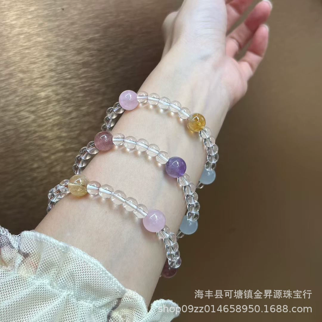 Organic crystal with amethyst, bracelet, chain, simple and elegant design, light luxury style