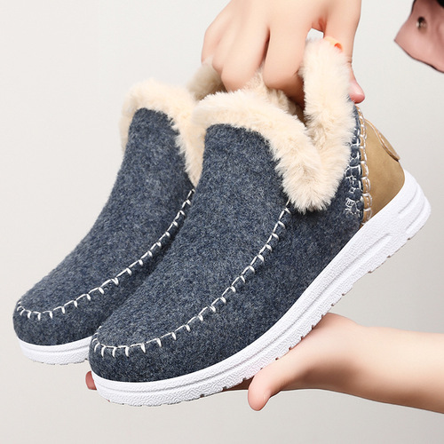 Winter New Cross-border Women's Shoes Cotton Shoes One-step Convenient Short Boots Fashion Warm Cotton Boots Fleece Thickened Snow Boots 