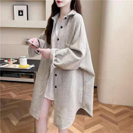 中长款时尚宽松慵懒风加厚衬衫外套女秋冬新款韩系设计感洋气上衣