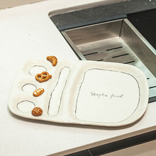 创意可爱分格盘早餐减脂定量分餐盘家用陶瓷高颜值个性多格分隔盘