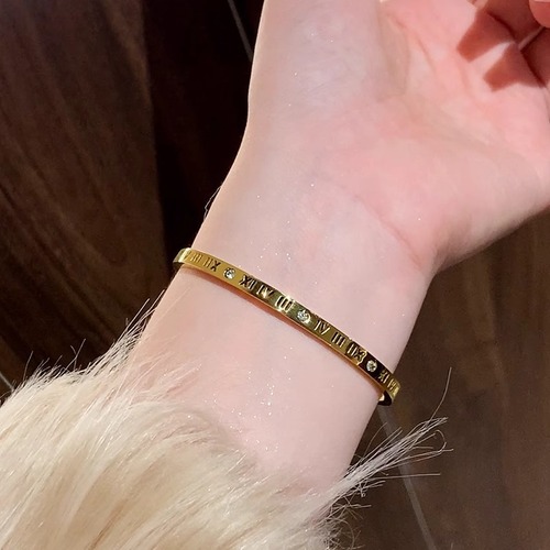 Chic slender titanium steel bracelet, lightweight luxury niche Roman bracelet, friendship bracelet for women, accessories for girls