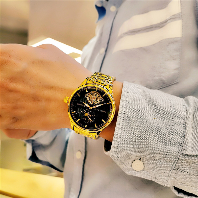 Transmisión en vivo con productos de alta gama para hombres guapo de moda impermeable Tourbillon Reloj mecánico automático para hombres impermeable luminoso 1922