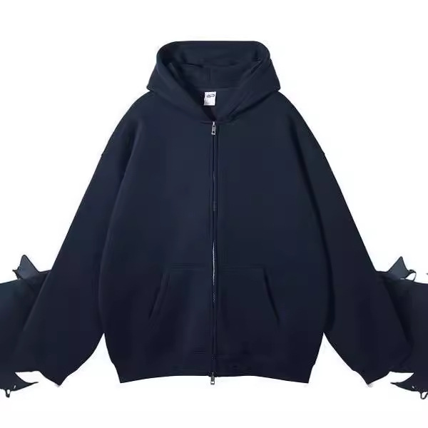 欧美高街秋冬加绒350G双头拉链开衫宽松潮牌连帽卫衣hoodies