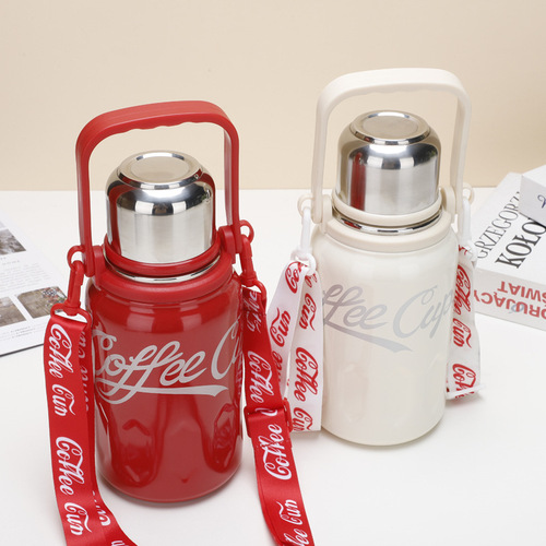 Popular Coca-Cola Large Capacity 316 Stainless Steel Insulated Cup, High-Aesthetic Outdoor Portable Shoulder Water Bottle