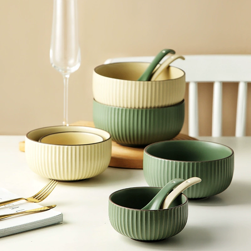 Ceramic tableware set, Scandinavian style, simple elegant design — assorted plates and bowls