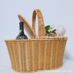 模造藤野食籠藤編スーパー買い物かご戸外手提げかご模造藤編収納かご田園摘みかご