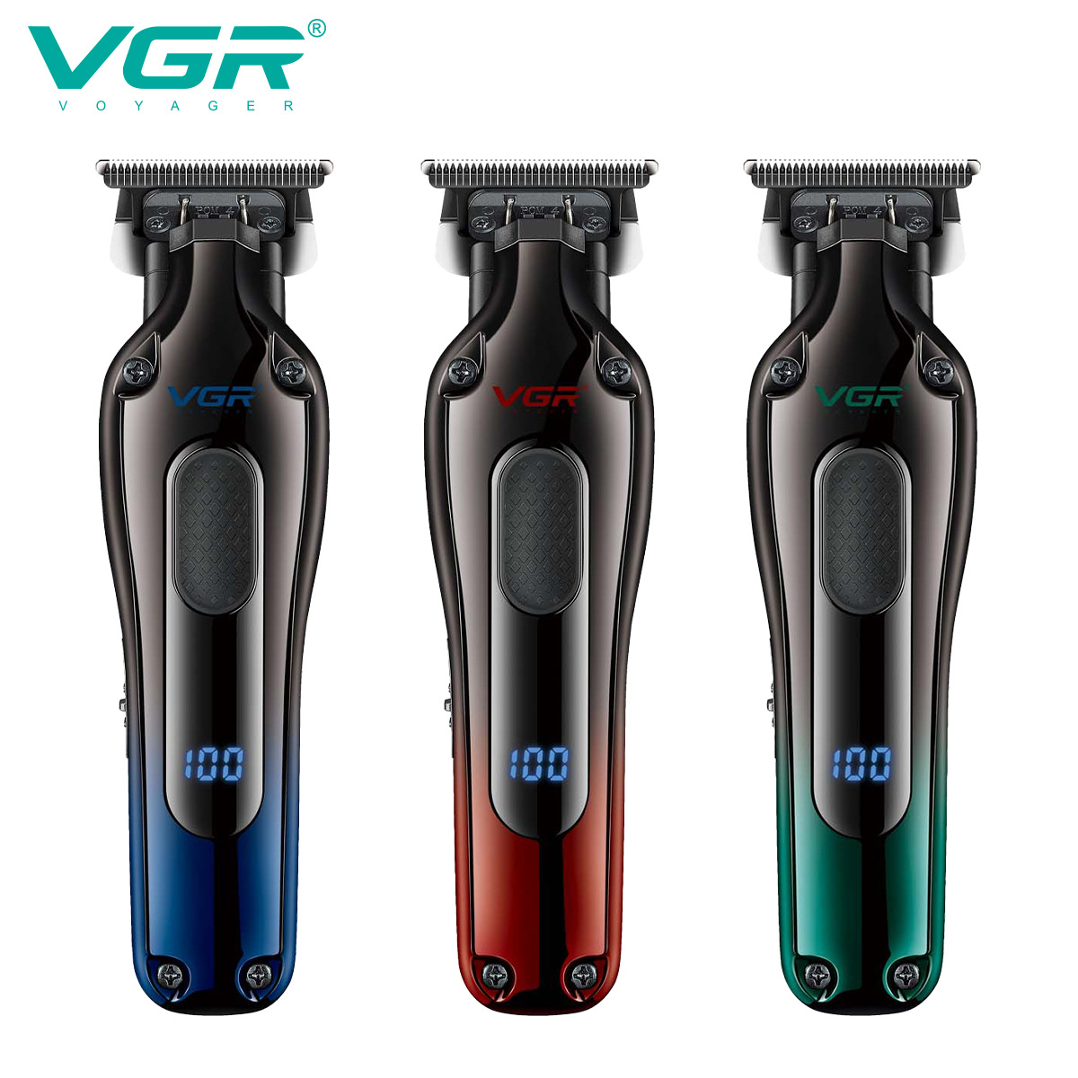 Cortapelos eléctrico VGR998 para hombre, recargable por USB, para uso doméstico, con pantalla digital y función de marcado._voghion.com