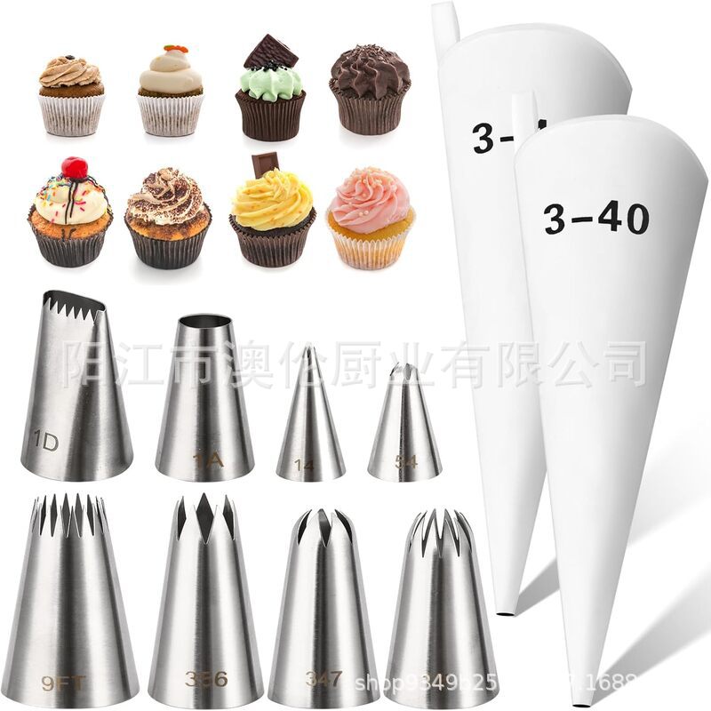 Amazon set de 12 piezas enmarcado boquilla set 304 no enmarcado boquilla de algodón enmarcado bolsa de flores decoración de pastel boquilla de crema image 9