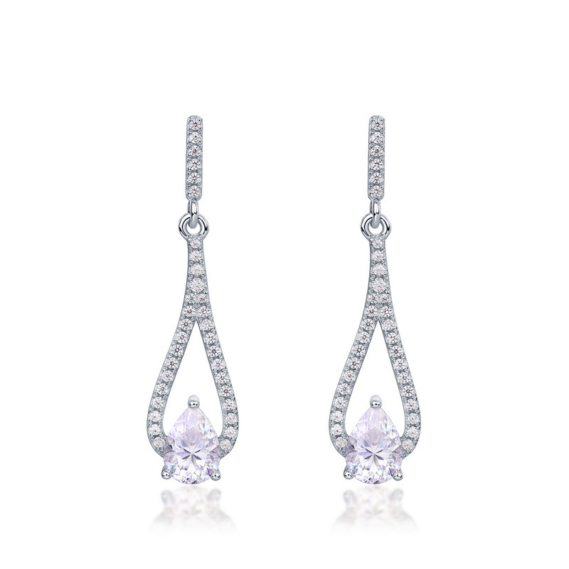 Cross-border especial S925 pendientes de plata moissanite Super brillante largo nicho alto sentido ins alto frío pendientes de estilo europeo y americano