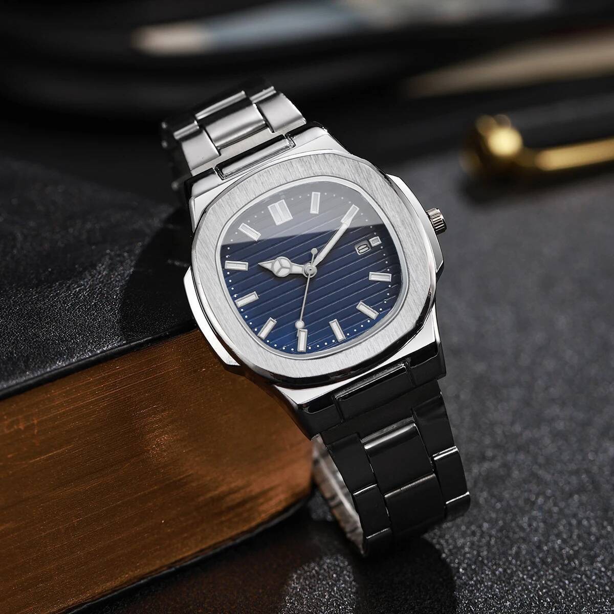 Cross-Border Business Simple and Stylish Quartz Watch with Calendar, Business Fashion Watch for Men, Trendy Foreign Trade Watch