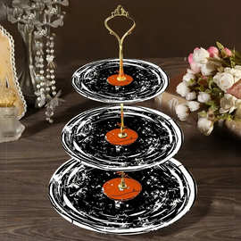 北欧风三层圆环蛋糕架下午茶点心托盘零食架摆台水果盘结婚糖果盘