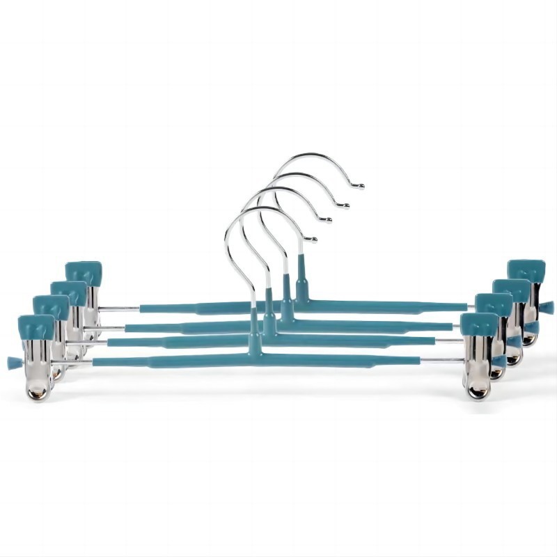 actualización doméstica sin marca de abrazadera de pantalones de acero no bordado moldeado de acero grueso de abrazadera retráctil percha de pantalones de alta resistencia