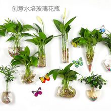 壁挂花瓶水培玻璃挂墙绿萝花盆创意墙上墙面装饰品挂件贴墙小花瓶