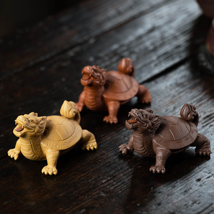 Yixing purple sand tea pet turtle ornaments black small dragon turtle tea set tea ceremony tea tray accessories ceramic crafts can be raised for approval