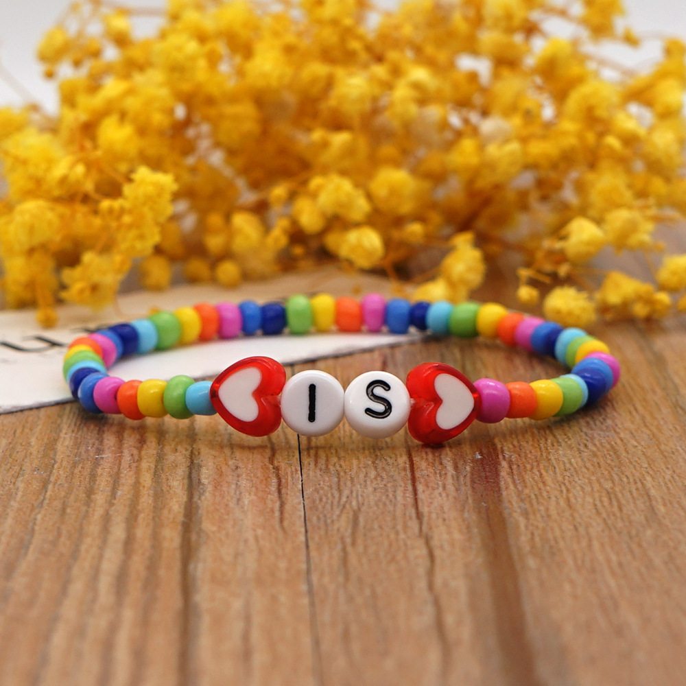 Letter Simple Elastic Color Rice Bead Bracelet Wholesale Jewelry Nihaojewelry display picture 4