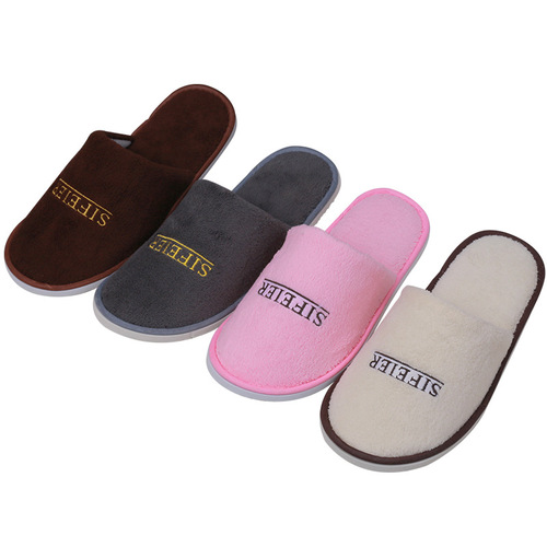 High-end super five-star hotel B&B beauty salon home thickened non-slip autumn and winter non-disposable coral velvet slippers