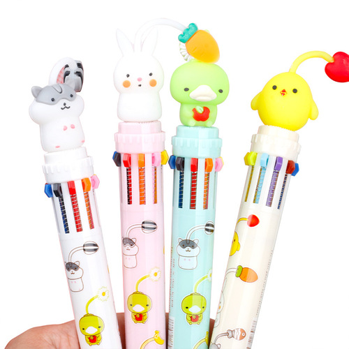 Creative Stationery Cartoon Antler Animal Ten-Color Ballpoint Pen Cute Cartoon Cute Ballpoint Pen in Ten Colors