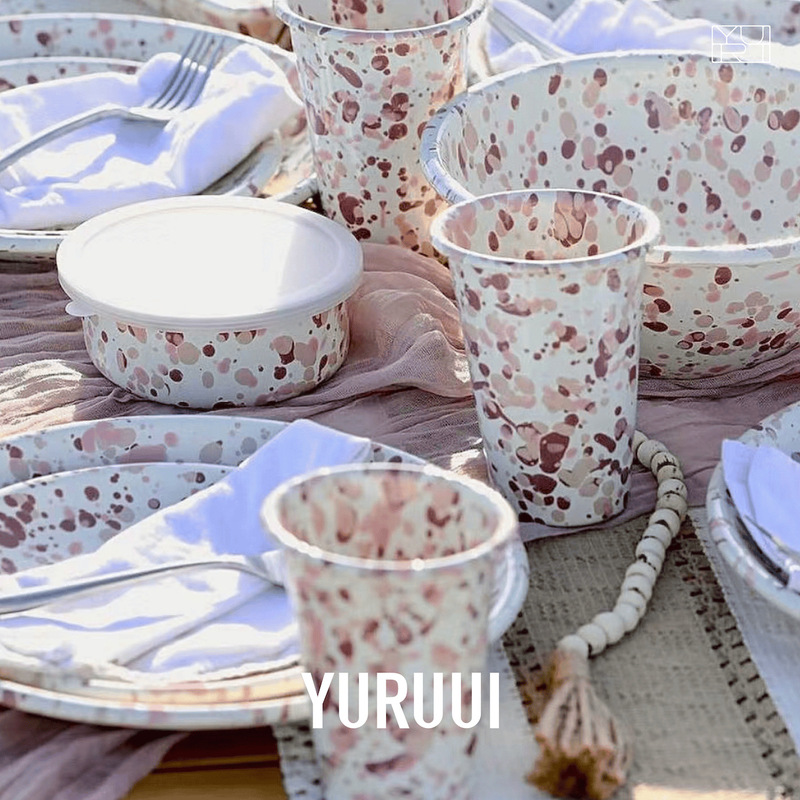 [Designer] American Splash Enamel Desert Rose Plate Bowl Cup Tableware Flat Plate