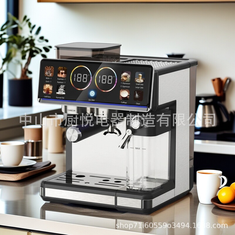 Fully automatic coffee machine, 20 Bar high-pressure, color screen, NTC temperature control, 20 grind settings, suitable for home and commercial use, Italian style Fully automatic coffee machine, 20 Bar high-pressure, color screen, NTC temperature control, 20 grind settings, suitable for home and commercial use, Italian style